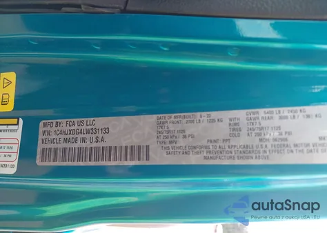 2020 Jeep Wrangler Unlimited Sport S 4X4 из США, поврежденный, VIN 1C4HJXDG4LW331133